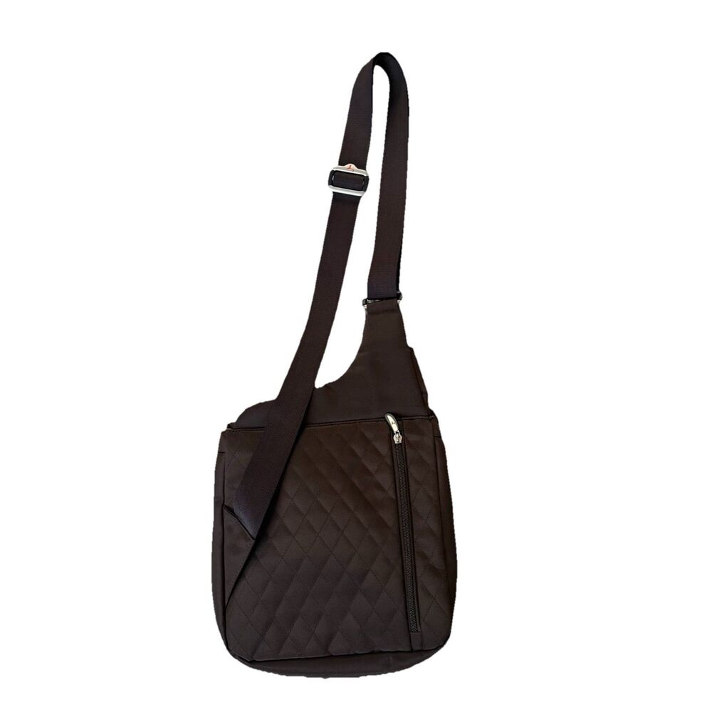 TRAVELON Brown‎ Crossbody Messenger Shoulder Anti-Theft Travel Assessories NWOT - Picture 2 of 12